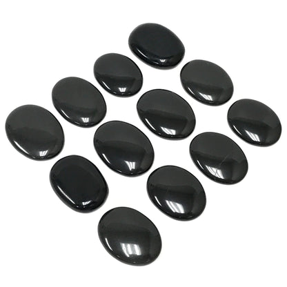 Black Obsidian Pocket Fidget Thumb Indent Worry Stone (1 Piece) -RSH204-B