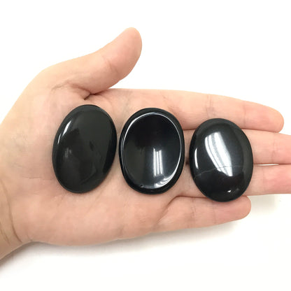 Black Obsidian Pocket Fidget Thumb Indent Worry Stone (1 Piece) -RSH204-B