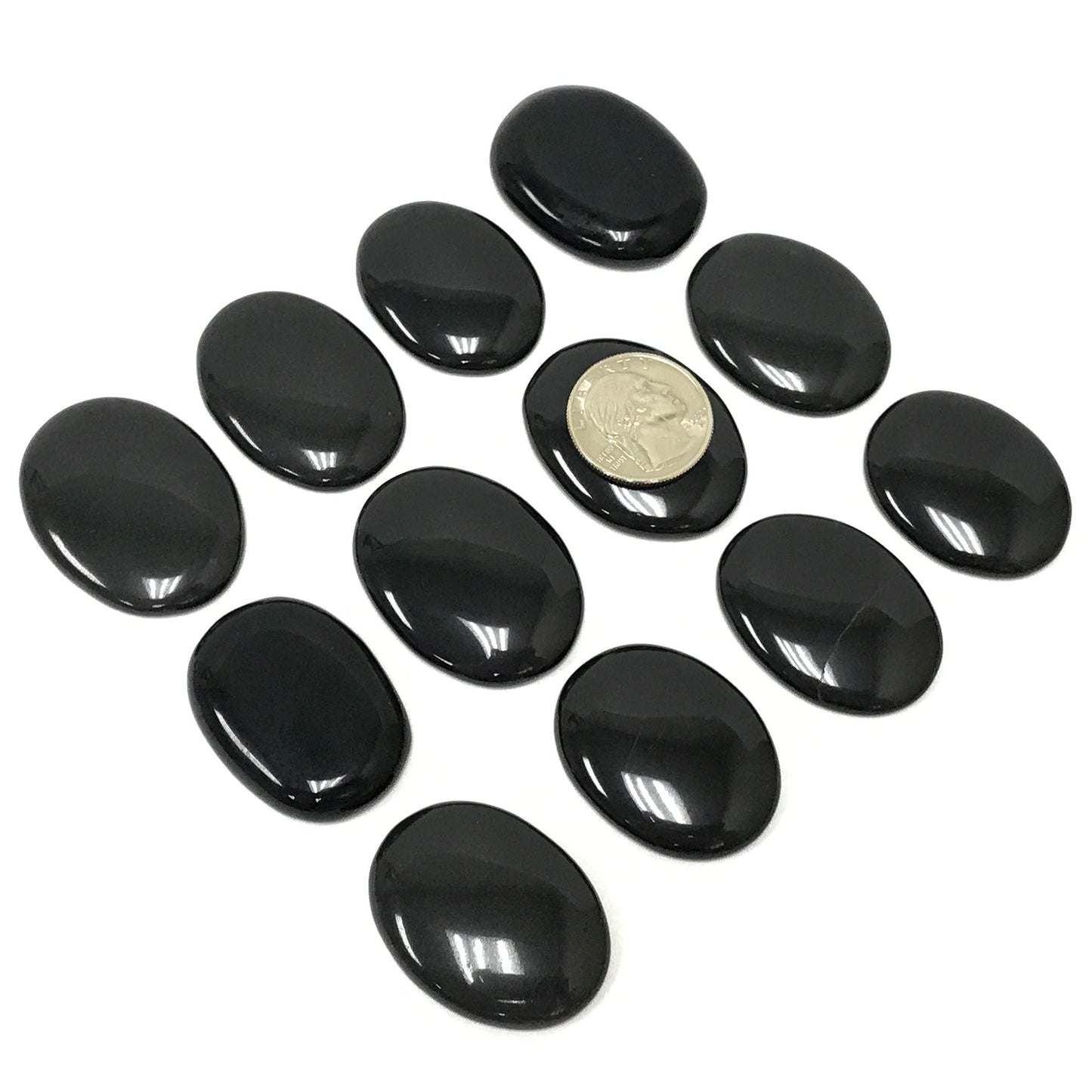 Black Obsidian Pocket Fidget Thumb Indent Worry Stone (1 Piece) -RSH204-B