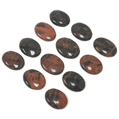 Mahogany Obsidian Pocket Fidget Thumb Indent Worry Stone (1 Piece) -RSH204-C