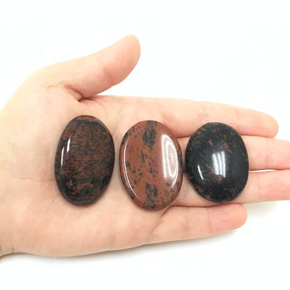 Mahogany Obsidian Pocket Fidget Thumb Indent Worry Stone (1 Piece) -RSH204-C