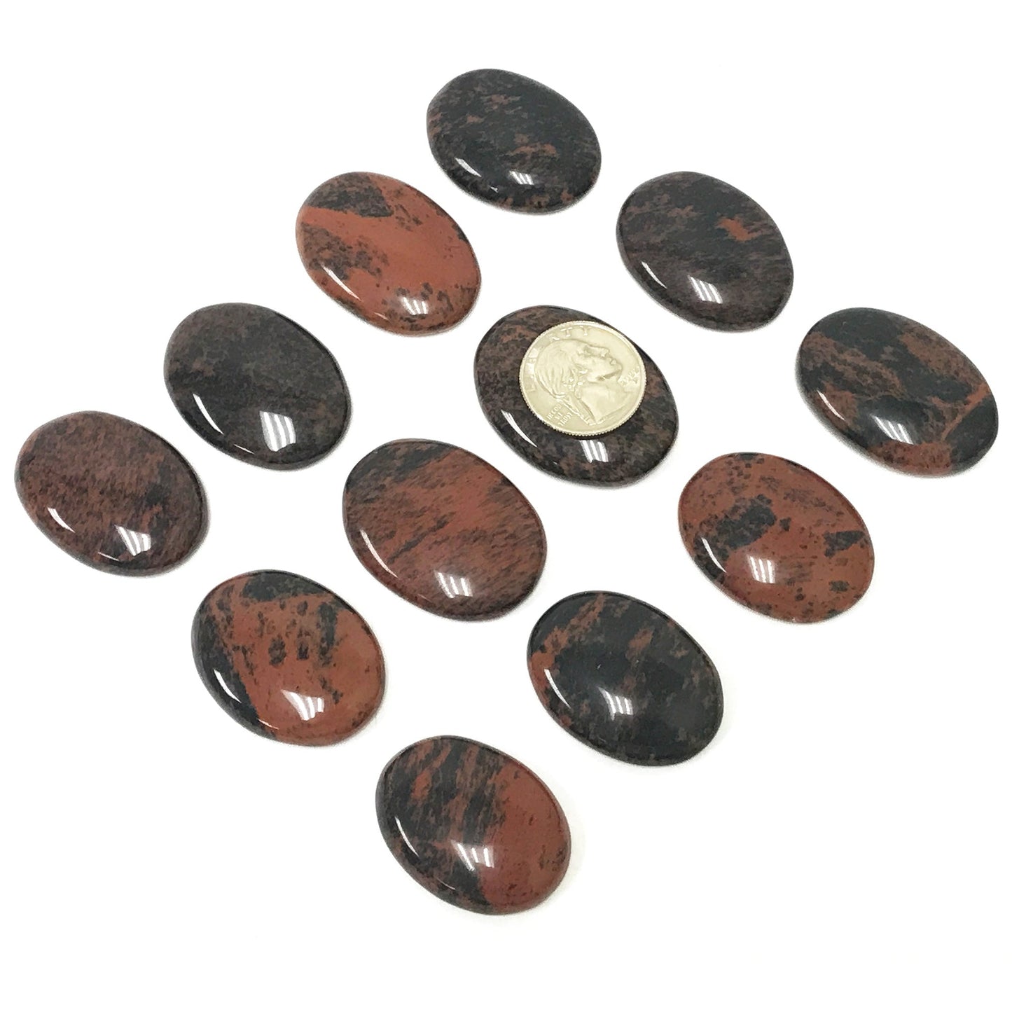 Mahogany Obsidian Pocket Fidget Thumb Indent Worry Stone (1 Piece) -RSH204-C