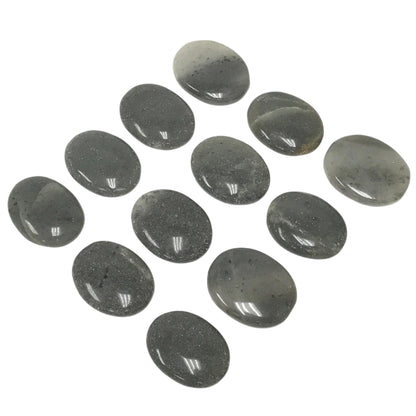Gray Quartz Worry Stone – Pocket Thumb Stone with Indent for Anxiety and Stress Relief – Polished Gray Fidget Stone for Calming, Focus, Meditation, Grounding – Gift for Men & Women (1 Piece)