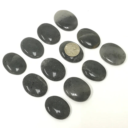 Gray Quartz Worry Stone – Pocket Thumb Stone with Indent for Anxiety and Stress Relief – Polished Gray Fidget Stone for Calming, Focus, Meditation, Grounding – Gift for Men & Women (1 Piece)