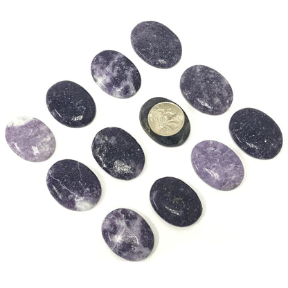 Lepidolite Pocket Fidget Thumb Indent Worry Stone (1 Piece) -RSH204-H