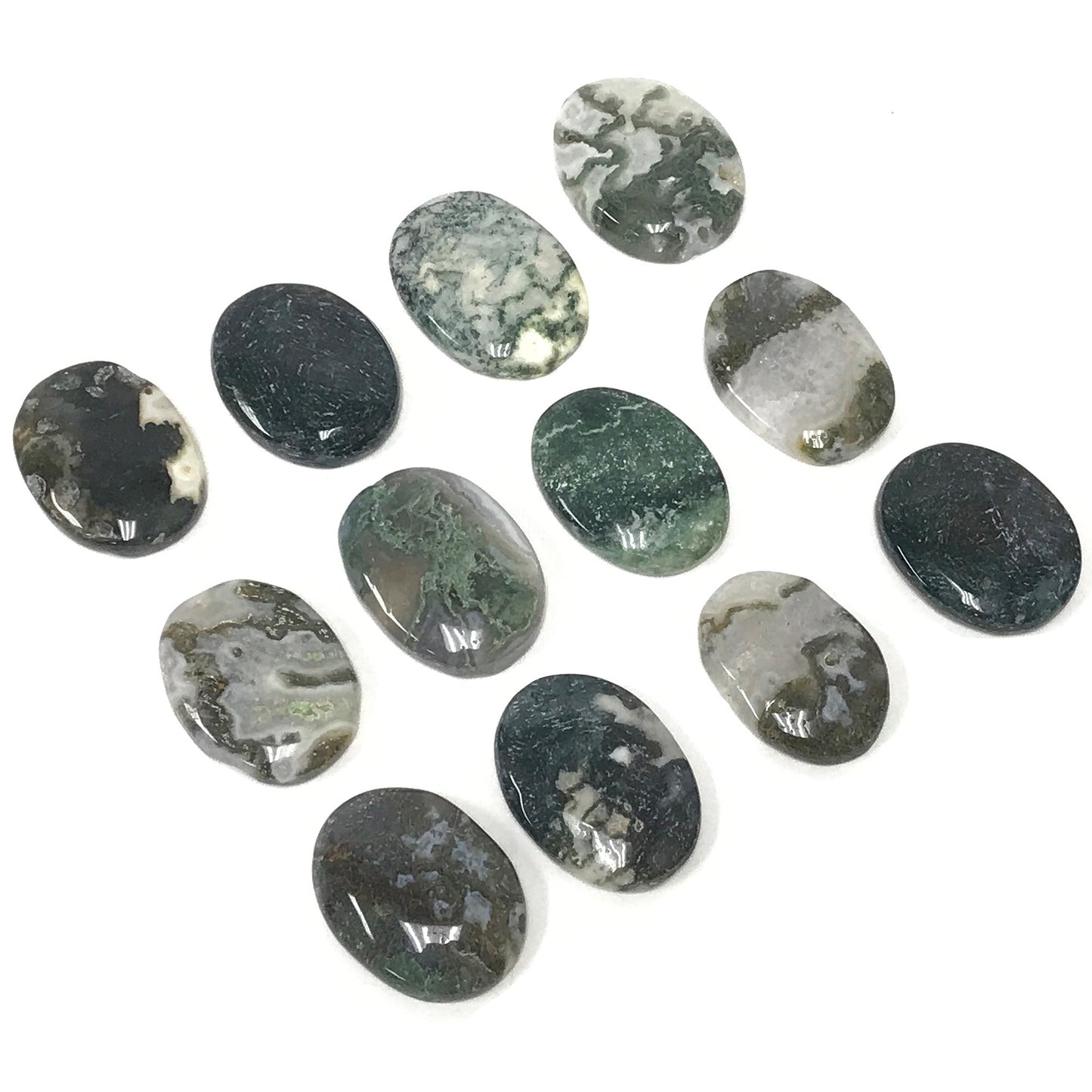 Moss Agate Worry Stone – Pocket Fidget Stone with Thumb Indent for Anxiety and Stress Relief – Smooth Polished Thumb Stone for Focus, Grounding, Meditation, Gift for Men & Women (1 Piece) -RSH204-I
