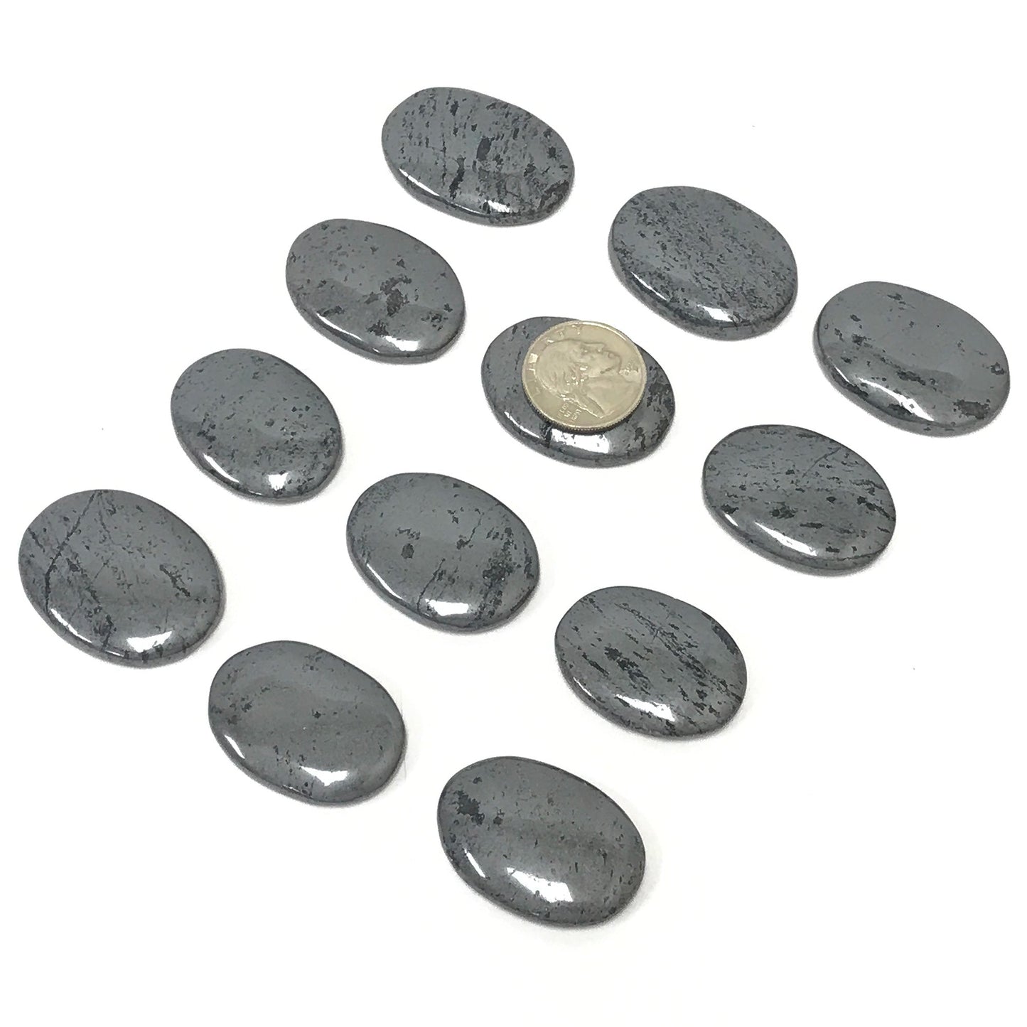 Hematite Pocket Fidget Thumb Indent Worry Stone (1 Piece) -RSH204-L