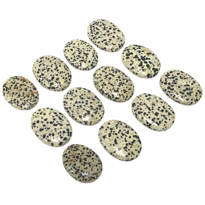 Dalmatian Jasper Worry Stone – Pocket Thumb Stone with Indent for Anxiety and Stress Relief – Polished Fidget Stone for Focus, Calming, Meditation, Grounding – Gift for Men & Women (1 Piece)