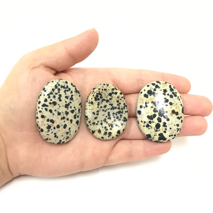 Dalmatian Jasper Worry Stone – Pocket Thumb Stone with Indent for Anxiety and Stress Relief – Polished Fidget Stone for Focus, Calming, Meditation, Grounding – Gift for Men & Women (1 Piece)