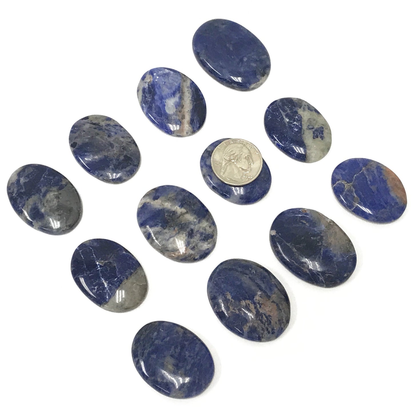 Sodalite Pocket Fidget Thumb Indent Worry Stone (1 Piece) -RSH204-N
