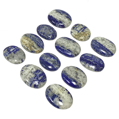 Lapis Lazuli Worry Stone – Pocket Thumb Stone with Indent for Anxiety and Stress Relief – Polished Blue Fidget Stone for Focus, Calming, Meditation, Grounding – Gift for Men & Women (1 Piece) -RSH204-O
