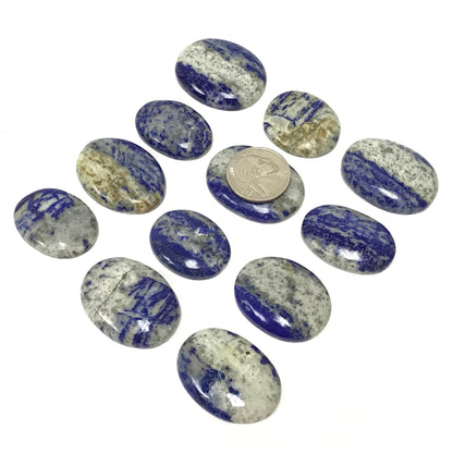 Lapis Lazuli Worry Stone – Pocket Thumb Stone with Indent for Anxiety and Stress Relief – Polished Blue Fidget Stone for Focus, Calming, Meditation, Grounding – Gift for Men & Women (1 Piece) -RSH204-O