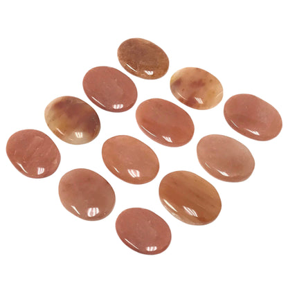 Orange Aventurine Worry Stone – Pocket-Sized Thumb Stone with Indent for Fidgeting, Stress Relief, or Meditation – Polished Orange Crystal Palm Stone (1 Piece)