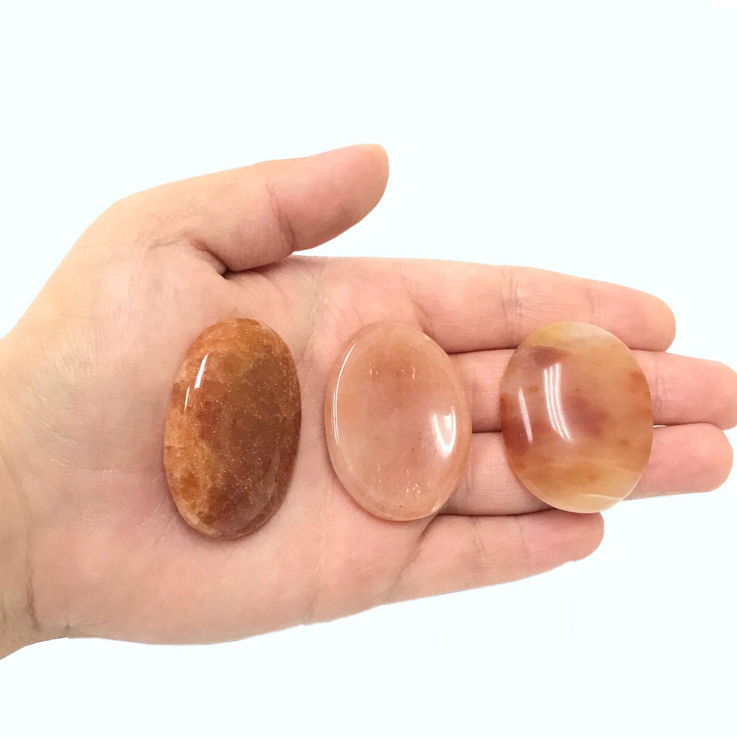 Orange Aventurine Worry Stone – Pocket-Sized Thumb Stone with Indent for Fidgeting, Stress Relief, or Meditation – Polished Orange Crystal Palm Stone (1 Piece)