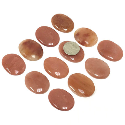 Orange Aventurine Worry Stone – Pocket-Sized Thumb Stone with Indent for Fidgeting, Stress Relief, or Meditation – Polished Orange Crystal Palm Stone (1 Piece)
