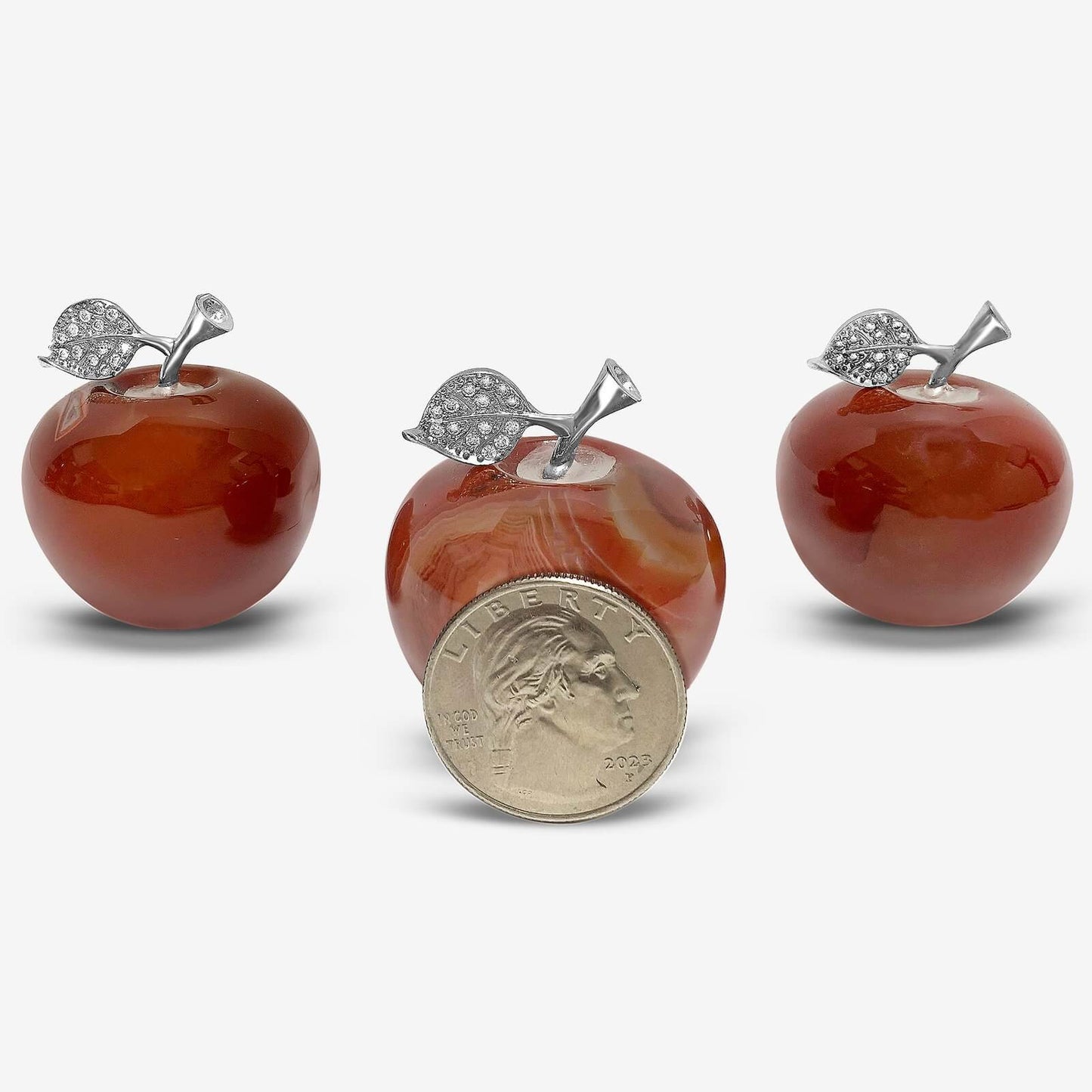 Apple-Shaped Crystal Stone Carving for Luck, Meditation & Home Decoration - RSH218