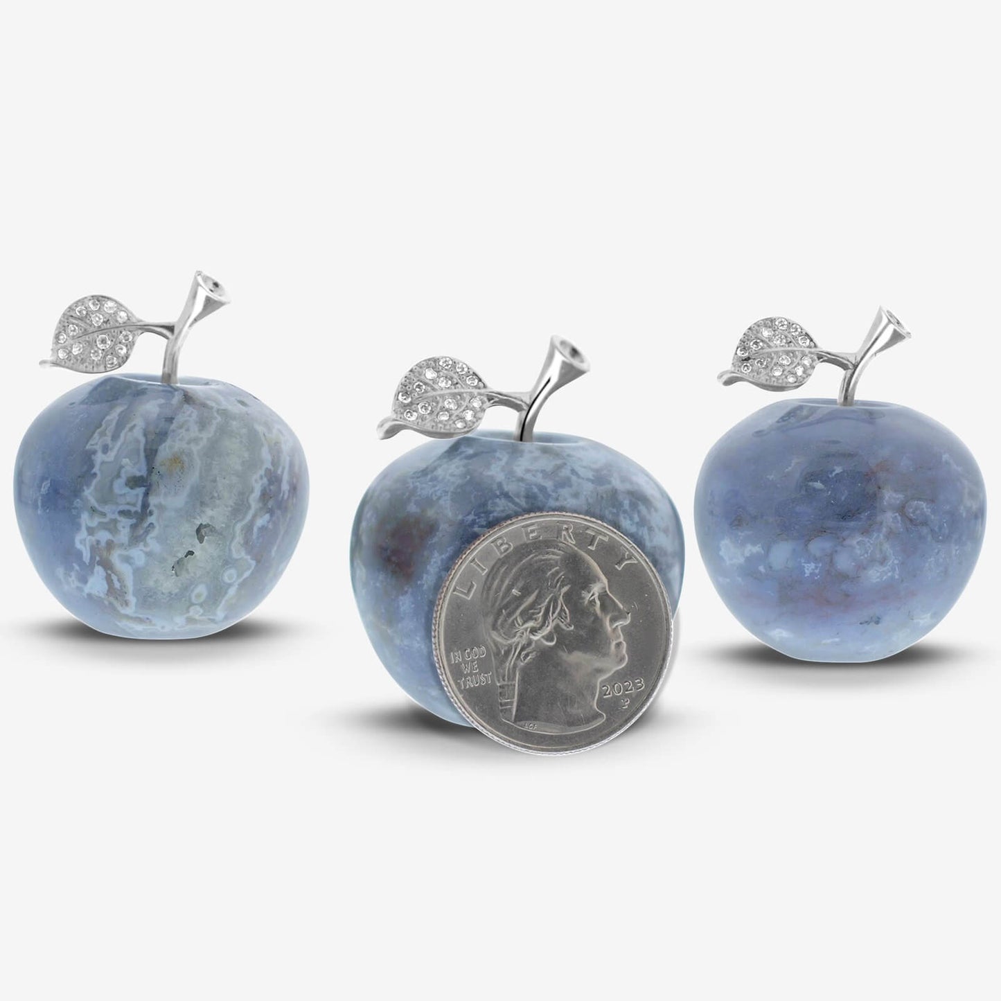 Apple-Shaped Crystal Stone Carving for Luck, Meditation & Home Decoration - RSH218