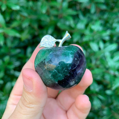 Apple-Shaped Crystal Stone Carving for Luck, Meditation & Home Decoration - RSH218