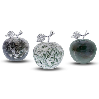 Apple-Shaped Crystal Stone Carving for Luck, Meditation & Home Decoration - RSH218