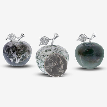 Apple-Shaped Crystal Stone Carving for Luck, Meditation & Home Decoration - RSH218