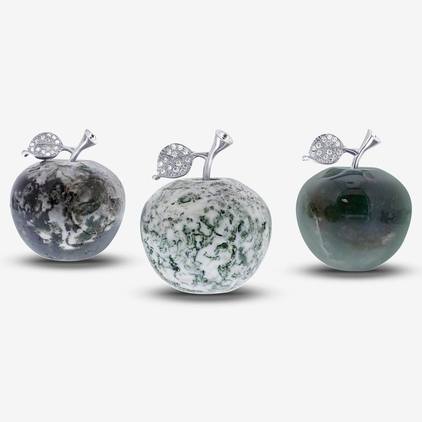 Apple-Shaped Crystal Stone Carving for Luck, Meditation & Home Decoration - RSH218