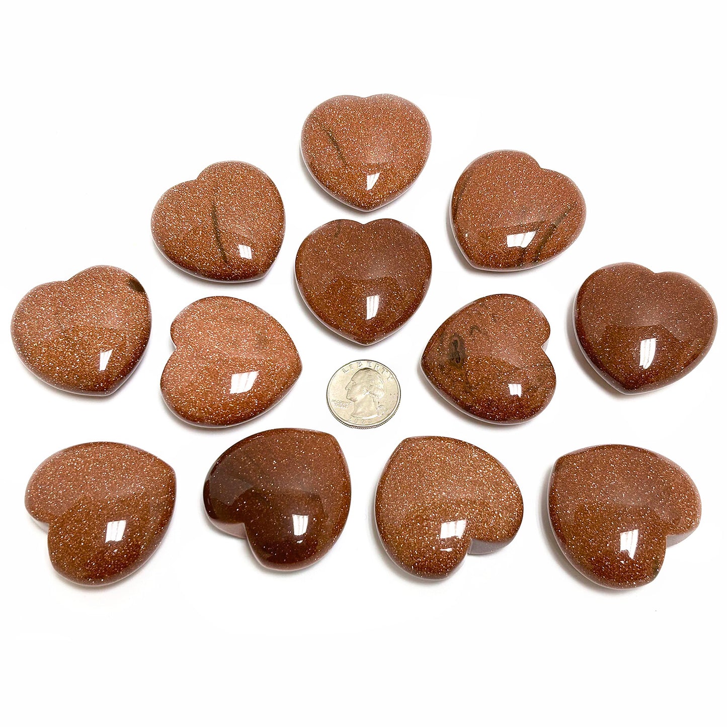 Natural Goldstone Love Heart Crystal Gemstone -RSH251
