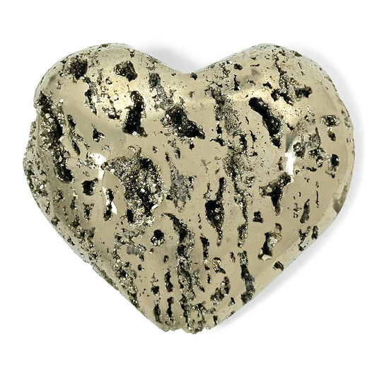 Hand-Carved Pyrite Heart Natural Crystal Gemstone for Healing, Love & Collector’s Display -RSH271