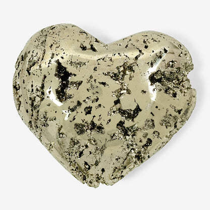 Natural Pyrite Crystal Gemstone Hand-Carved Love Heart - Gem Avenue