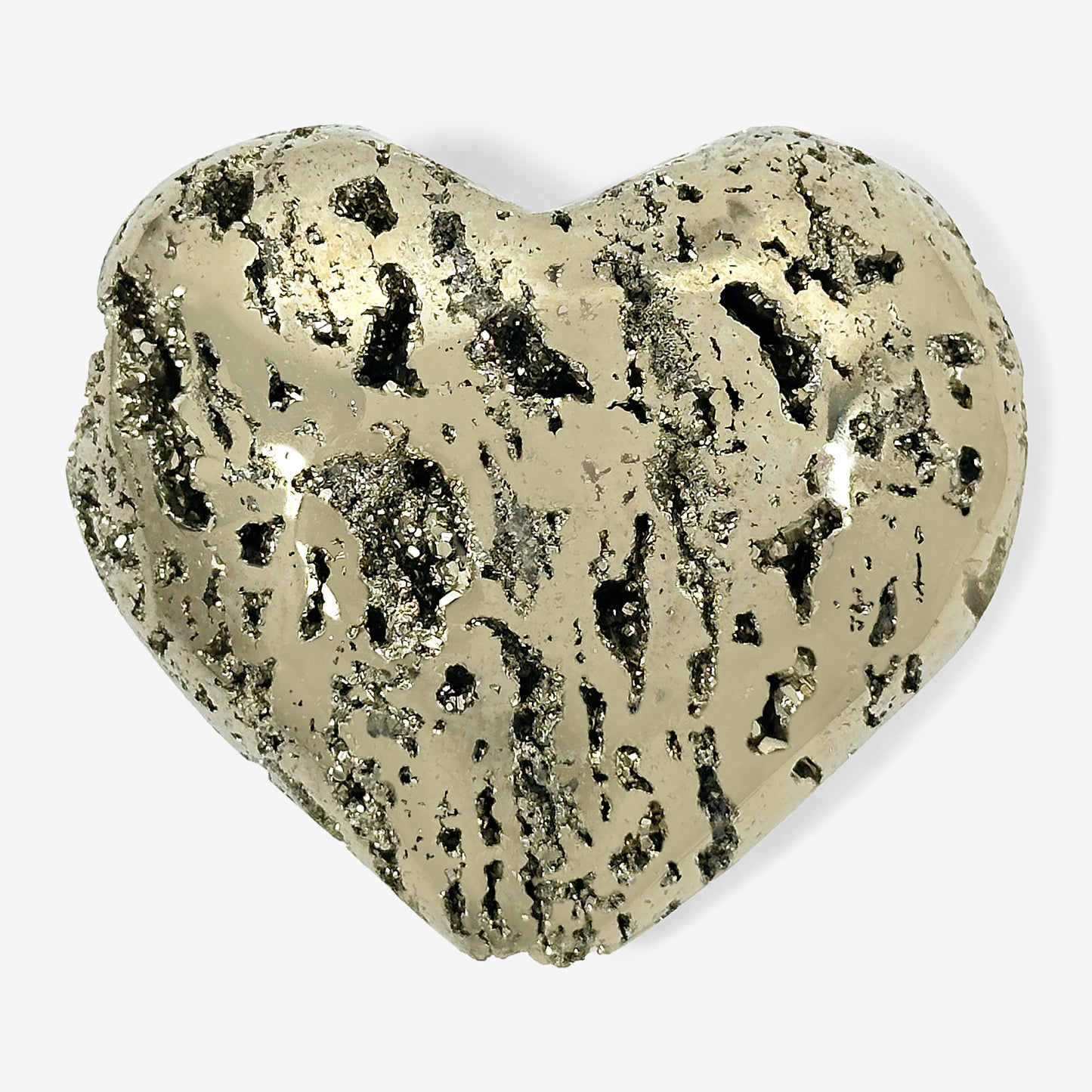 Natural Pyrite Crystal Gemstone Hand-Carved Love Heart - Gem Avenue