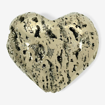 Natural Pyrite Crystal Gemstone Hand-Carved Love Heart - Gem Avenue