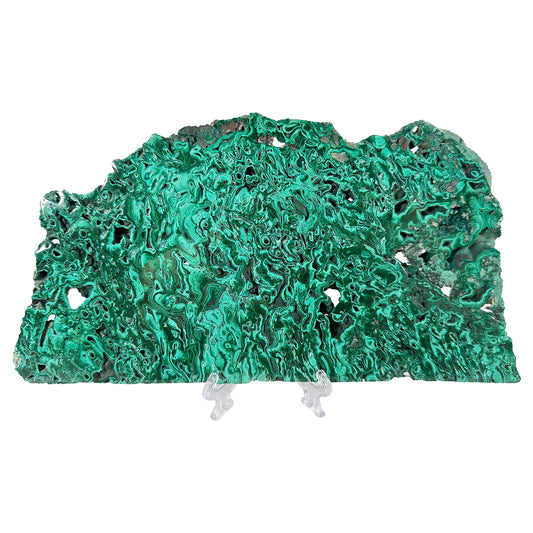 Natural Malachite Crystal Slab – Polished Green Gemstone for Collectors, Lapidary, Crafts, Display, and Home Decor – Banded Malachite Slice - RSL040