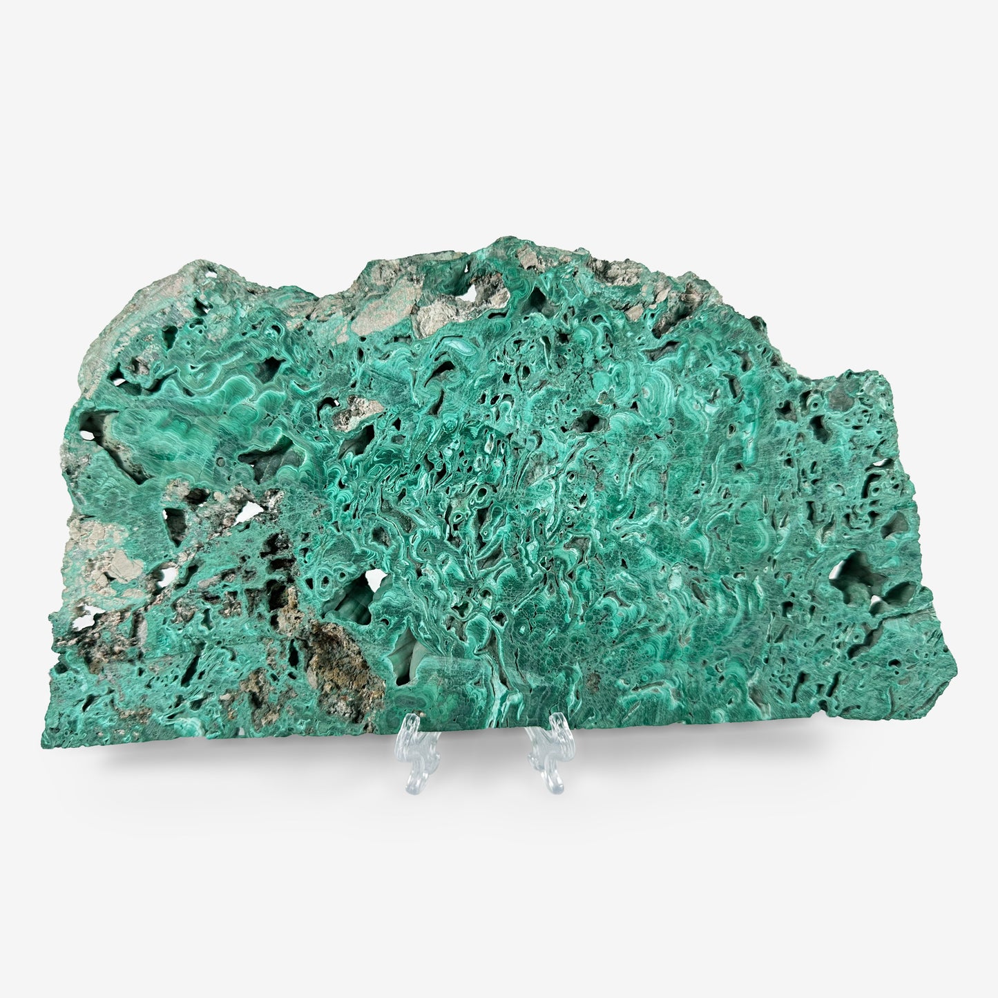 Natural Malachite Crystal Slab – Polished Green Gemstone for Collectors, Lapidary, Crafts, Display, and Home Decor – Banded Malachite Slice - RSL040