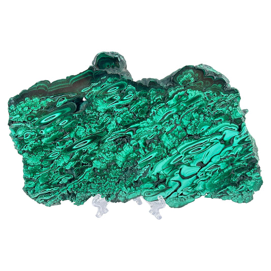 Natural Malachite Crystal Slab – Polished Gemstone Slice for Collectors, Crafts, Display, and Home Decor – Green Banded Malachite Stone Specimen - RSL044