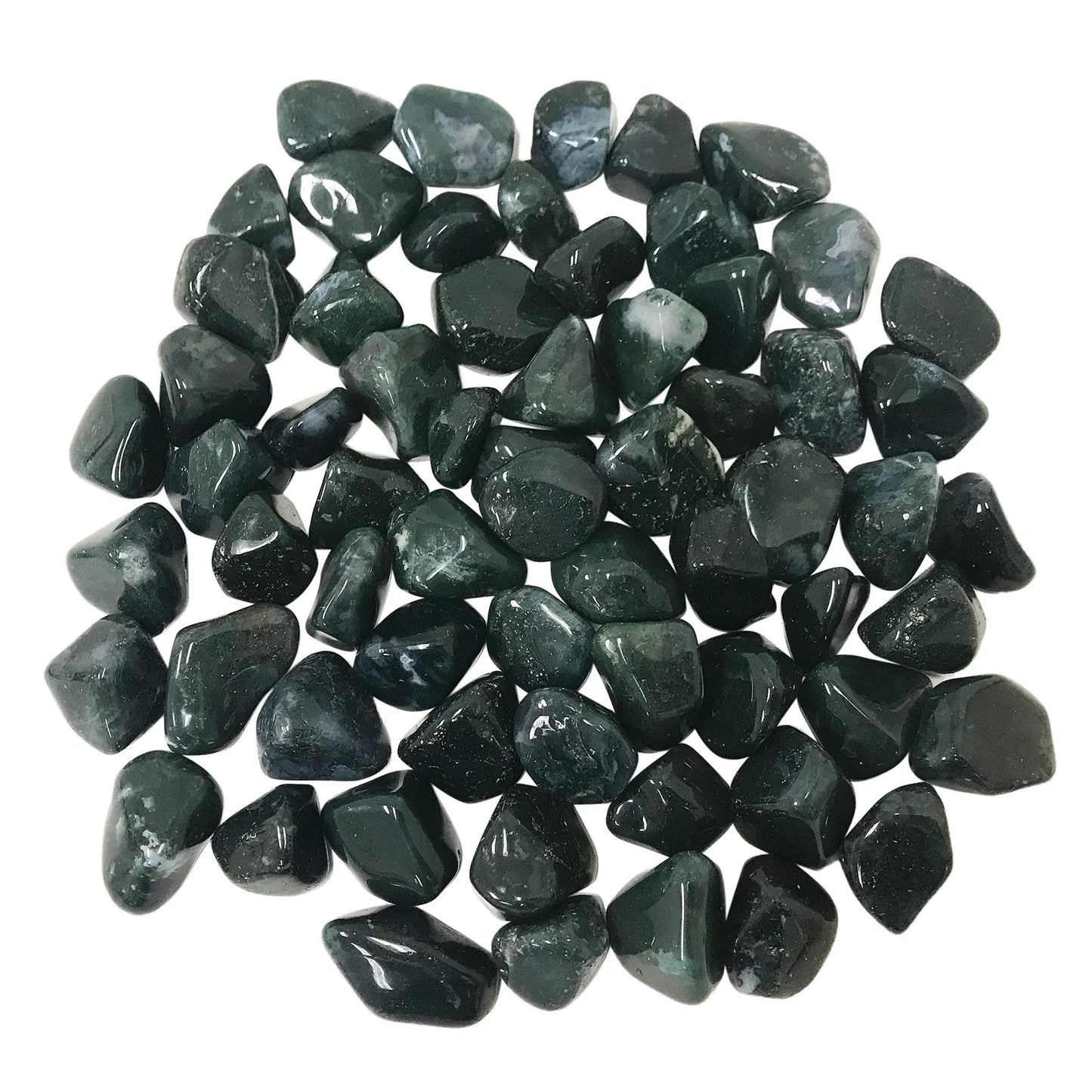 1 lb Natural Polished Moss Agate Gemstone Tumbled Stones Healing Crystals Bulk