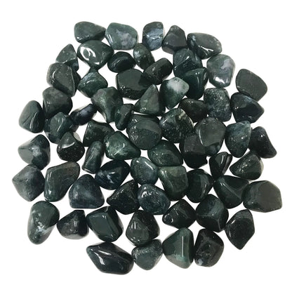 1 lb Natural Polished Moss Agate Gemstone Tumbled Stones Healing Crystals Bulk
