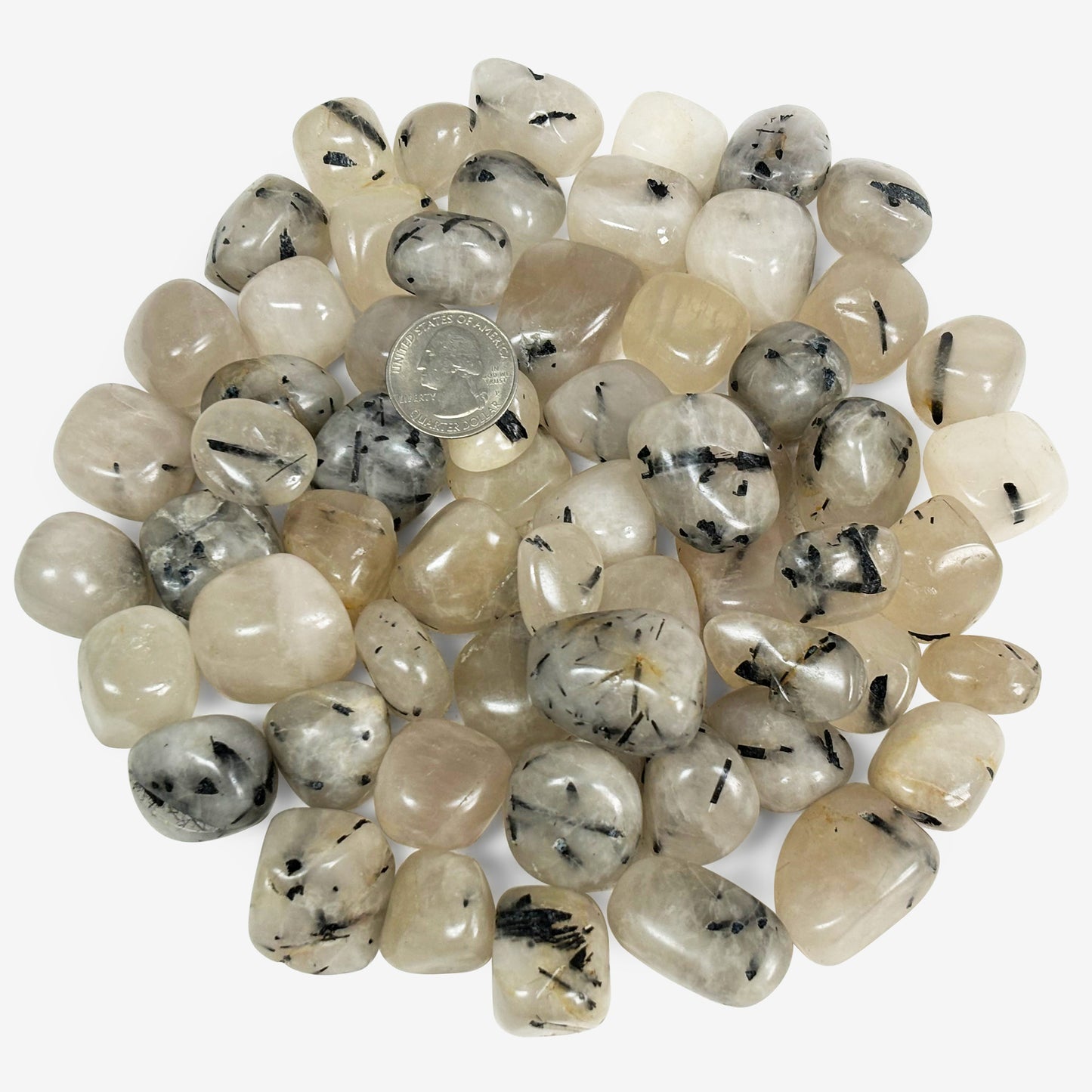 1 lb Natural Polished Rutilated Quartz Gemstone Tumbled Stones Healing Crystals Bulk
