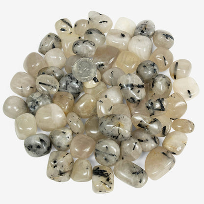 1 lb Natural Polished Rutilated Quartz Gemstone Tumbled Stones Healing Crystals Bulk