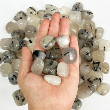 1 lb Natural Polished Rutilated Quartz Gemstone Tumbled Stones Healing Crystals Bulk