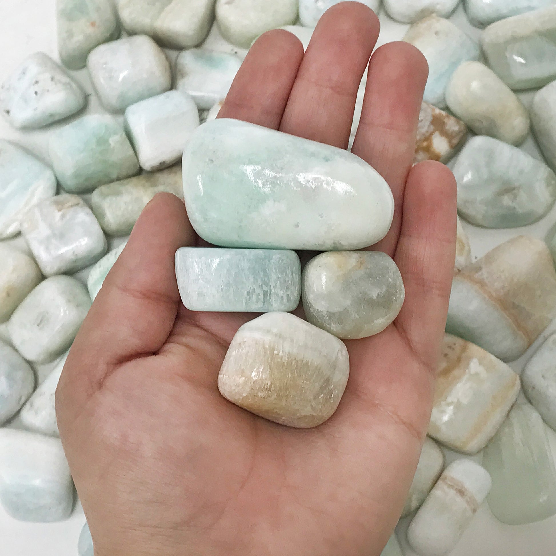 Caribbean Blue Calcite Tumbled Stone Gemstone Crystal - Gem avenue
