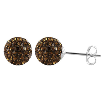 .925 Sterling Silver 6mm Round Crystal Ball Stud Earrings Sparkling Classic Jewelry for Women