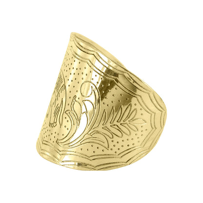 Engraved Elephant & Leaves Storytelling 2.6 inch Wide Cuff Bracelet