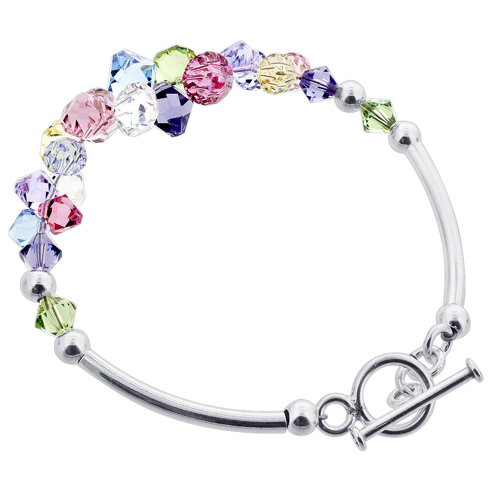 .925 Sterling Silver Bracelet with Austrian Crystals 7.5 Inches