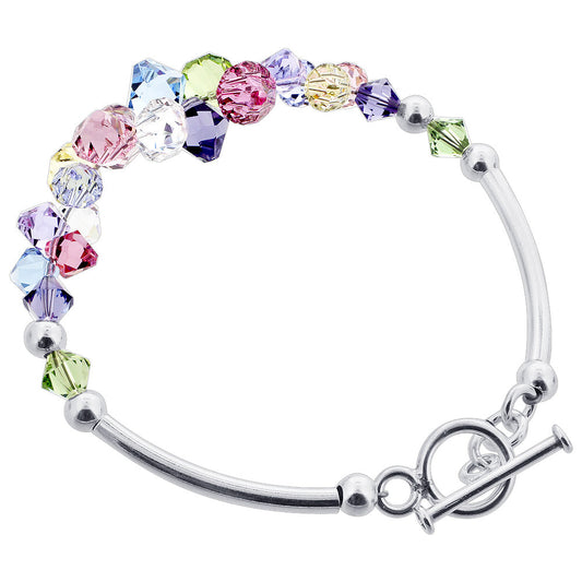 .925 Sterling Silver Bracelet with Austrian Crystals 7.5 Inches