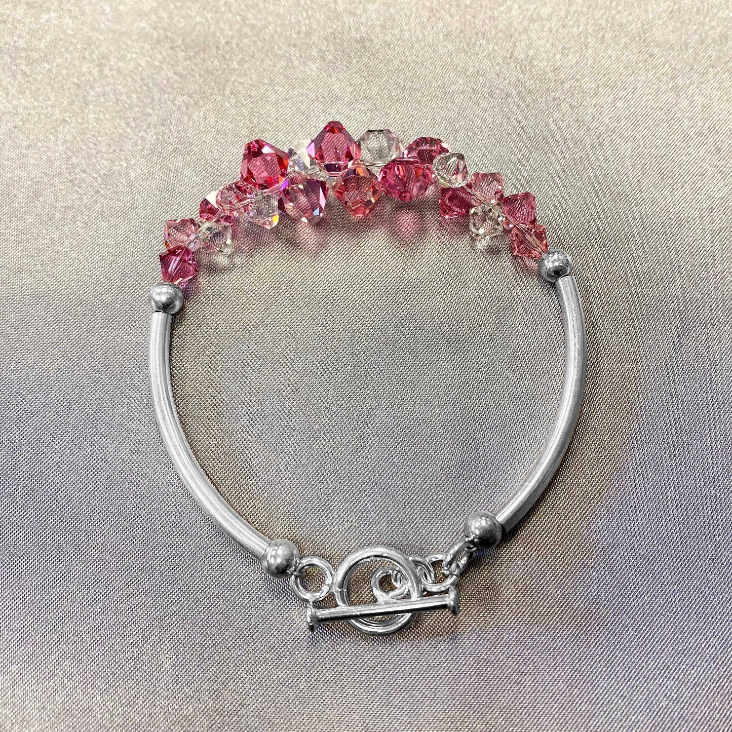 .925 Sterling Silver Bracelet with Austrian Crystals 7.5 Inches