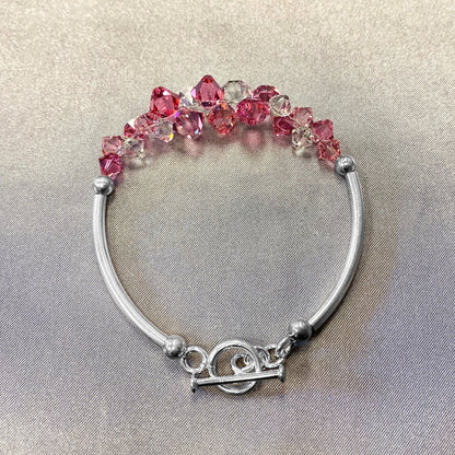 .925 Sterling Silver Bracelet with Austrian Crystals 7.5 Inches