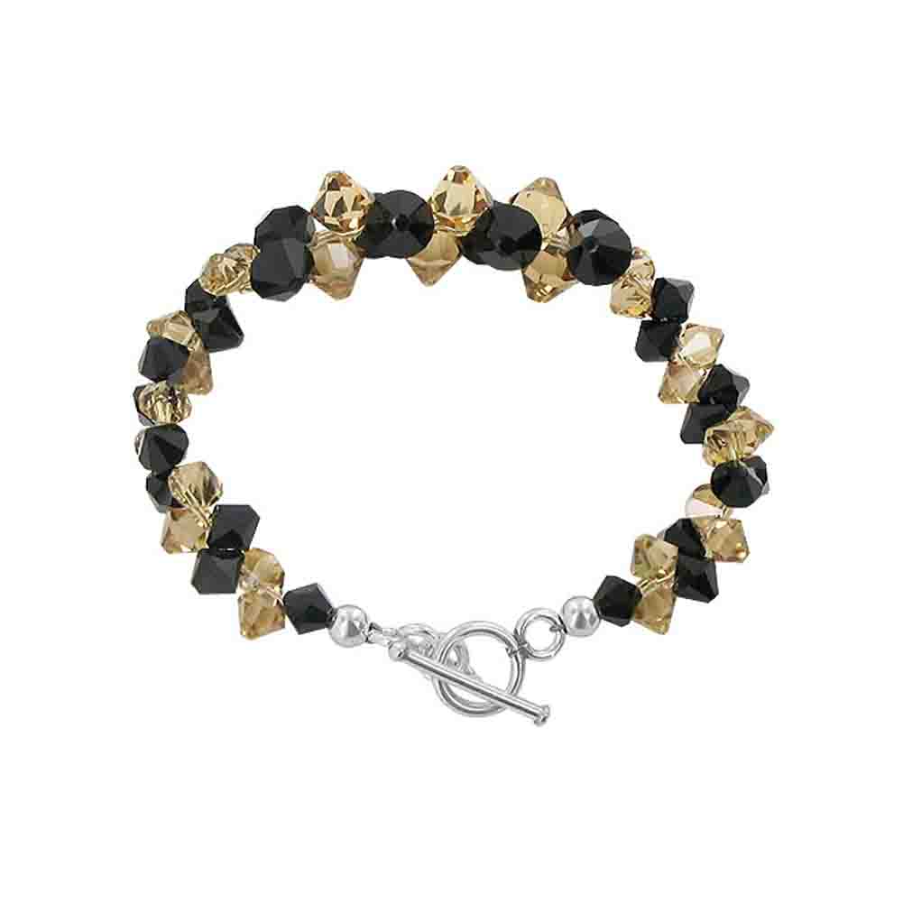 .925 Silver 7.5 Inch Bracelet with Cluster Style Bicone Austrian Crystals