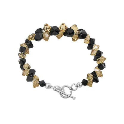 .925 Silver 7.5 Inch Bracelet with Cluster Style Bicone Austrian Crystals