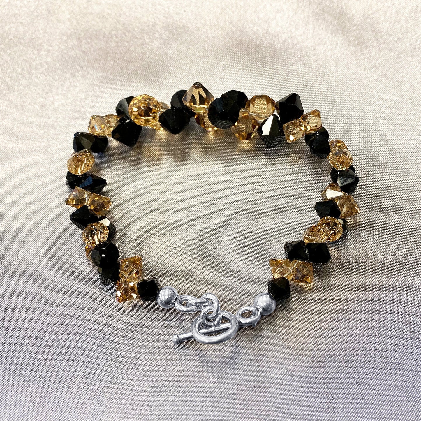 .925 Silver 7.5 Inch Bracelet with Cluster Style Bicone Austrian Crystals