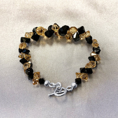 .925 Silver 7.5 Inch Bracelet with Cluster Style Bicone Austrian Crystals