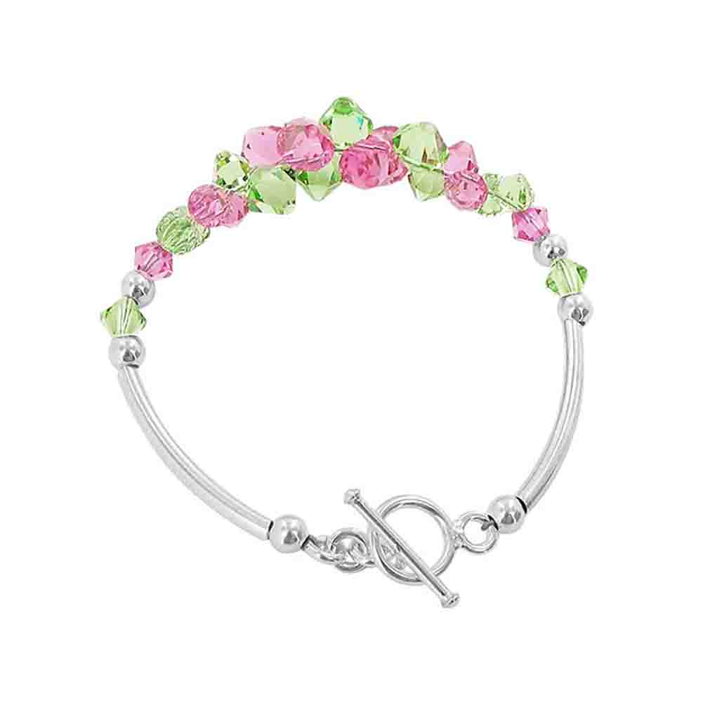 .925 Sterling Silver Bracelet with Austrian Crystals 7.5 Inches